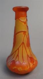 GALLE - Petit vase miniature de forme balustre en verre...