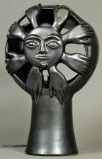 Jean MARAIS (1913-1998). Vase sculpture monté en lampe en grès...