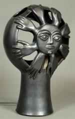 Jean MARAIS (1913-1998). Vase sculpture monté en lampe en grès...