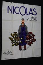 NICOLAS FINES BOUTEILLES Nectar Livreur. Grande affiche publicitaire polychrome en...