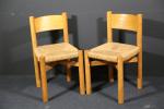Charlotte PERRIAND (1903-1999). Paire de chaises paillées en hêtre modèle...