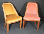 Paire de chaises en bois naturel d'époque Art Déco, pieds...