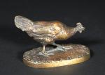 MENE Pierre-Jules (1810-1879) : Poule picorant. Bronze patiné, signé, fonte...