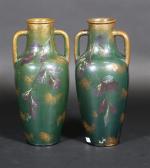 Clément MASSIER (1844-1917), GOLFE JUAN : Paire de vases amphores...
