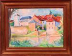 FOTINSKY Serge (1887-1971) : Vue d'un village. Aquarelle signée, 32...
