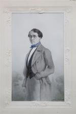 GUIOT Hector (Langres 1825-1903). Portrait d'homme jeune. Crayon et réhauts...