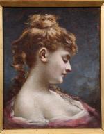 TCHOUMAKOFF Féodor (1823-1911) : Elégante de profil. Huile sur toile...