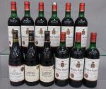 Bordeaux et Rhône rouge. Lot dépareillé de 12 bouteilles comprenant...