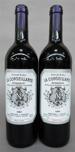 Bordeaux rouge. Deux bouteilles Château La Conseillante Pomerol 1992