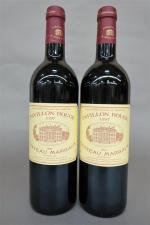 Bordeaux rouge. Deux bouteilles Pavillon Rouge du Château Margaux 1997
