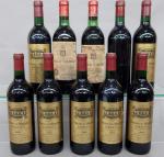 Bordeaux rouge. Lot de 10 bouteilles dépareillées comprenant : huit...