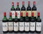 Bordeaux rouge. Lot de 12 bouteilles dépareillées comprenant neuf bouteilles...