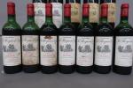 Bordeaux rouge. Lot de 12 bouteilles dépareillées comprenant neuf bouteilles...