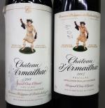 Bordeaux rouge. Lot de 2 bouteilles: Une bouteille Château D'Armailhac...
