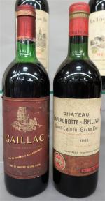 Bordeaux rouge. Lot dépareillé de sept bouteilles. Deux bouteilles Château...