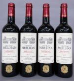 Bordeaux rouge. Quatre bouteilles Château Meilhan 2017 Médoc, médaille d'or...