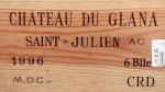 Bordeaux rouge. Six bouteilles Château du Glana 1996 Saint Julien...