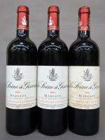Bordeaux rouge. Trois bouteilles La Sirène de Giscours 2004 Margaux....