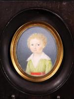 Miniature ovale représentant le Baron Paul d'Huart à 7 ans,...