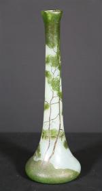 LEGRAS : Vase soliflore en verre à décor peint émaillé...