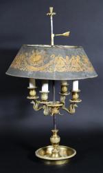 Lampe bouillotte d'époque Restauration en bronze doré et ciselé à...