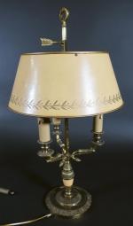 Lampe bouillotte de style Restauration en bronze, abat-jour en tôle...