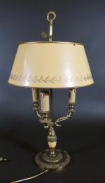 Lampe bouillotte de style Restauration en bronze, abat-jour en tôle...