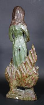 FRANCE : Sainte Marguerite. Sculpture en bois polychrome (polychromie rapportée...
