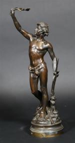 DROUOT Edouard (1859-1945) : Pax Labor. Bronze patiné, signé, cachet...