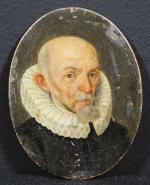 Ecole suisse vers 1600 : Portrait de gentilhomme. Cuivre 10...