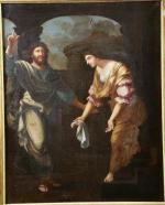 Ecole italienne du XVII's : Le Christ et la Samaritaine....