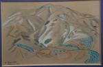 HANICOTTE Augustin (1870-1957) : La Montagne à Collioure. Crayon et...