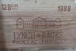BORDEAUX ROUGE. Caisse de douze bouteilles Chateau Lynch Bages 1988...