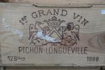 BORDEAUX ROUGE. Caisse douze bouteilles Chateau Pichon Longueville 1er Grand...