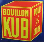BOUILLON KUB. Grand plaque en tole émaillée de forme carrée....