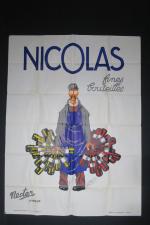 NICOLAS FINES BOUTEILLES Nectar Livreur. Grande affiche publicitaire lithographiée polychrome...