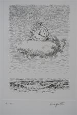 René MAGRITTE (1898-1967) d'après. Réveil sur un nuage. Gravure sur...