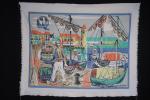 Jean-Claude BISSERY (XXe) "Le port de Collioure" vers 1950. Tapisserie...