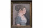 *Ecole française début XIX's : Portrait de jeune femme de...