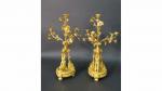 Paire de candélabres de style Louis XVI en bronze doré...