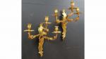 Paire d'appliques en bronze doré à trois bras de lumière
