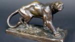 GALY Hippolyte (1847-1929) : Panthère. Bronze patiné