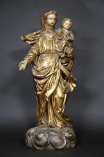Vierge à l'Enfant en bois doré et peint, ép. XVIII's....