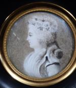 Miniature ronde d'époque Louis XVI représentant le portrait présumé de...