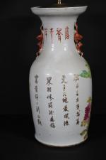 CHINE : Vase en porcelaine à décor d'oiseaux branchés sur...