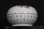CHINE : Grande boite ronde de forme aplatie en porcelaine...