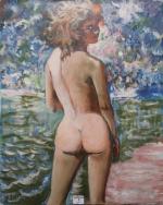 F. JOSS (XXème siècle) - Portrait de femme nue de...
