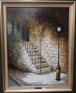 DUCOLLET (XXème siècle) - Escalier de Montartre au lampadaire. Acrylique...