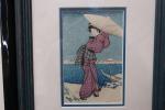 JAPON, XXème siècle - Deux dessins d'élégantes. 15 x 18...