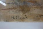 FALLIES Maurice (1883-1965)- Falaises en bord de mer. Gouache sur...